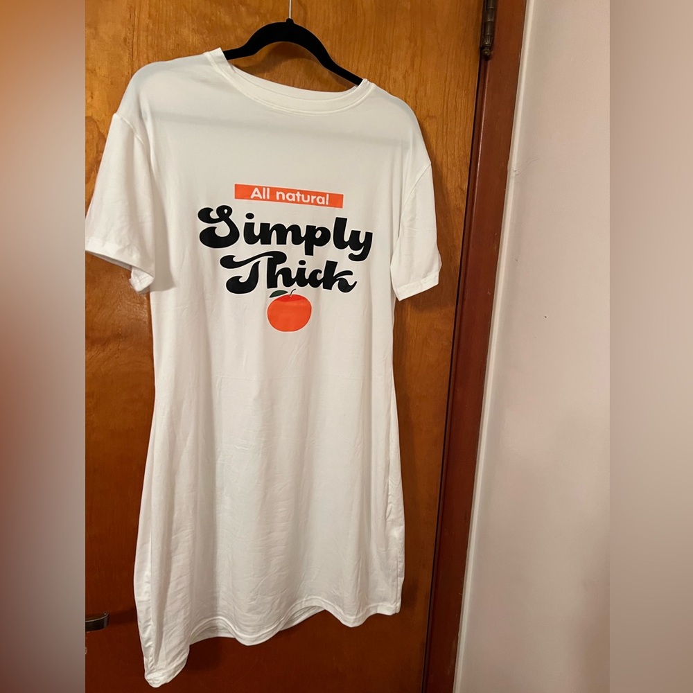 Humorous/Flirty “Simply Thick” Orange themed Curvy Tee Dress